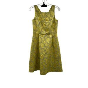 Tu Women's Sleeveless A-Line Knee Length Dress Yellow Floral Size 8 Zip